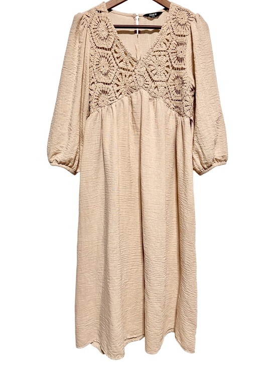 max. Dresses & Skirts - MAX Beige Crochet Lace Boho Midi Dress